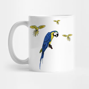 Blue and Yellow Macaws Drawing Mug